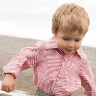 Red Stripe Collar Shirt