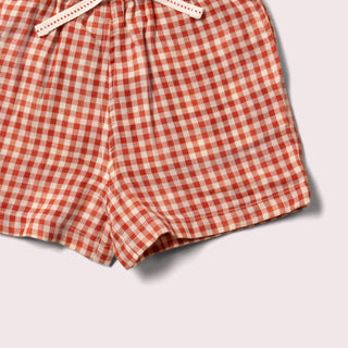 Burnt Red-Orange Check Shorts