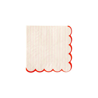 Pink Stripe Scallop Cocktail Napkin