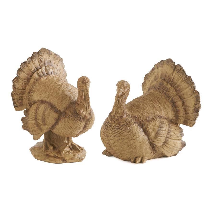 Set of 2 Resin Turkeys