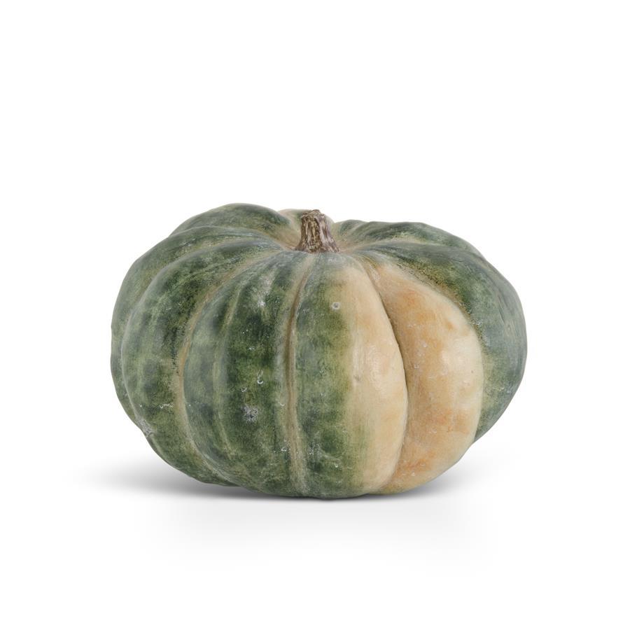 10 Inch Green & Cream Resin Lumpy Pumpkin