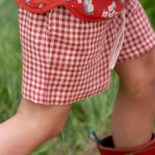 Burnt Red-Orange Check Shorts