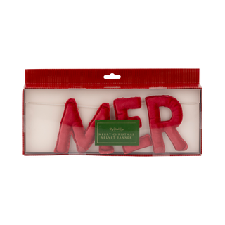 Puffy Red Velvet Merry Christmas Banner