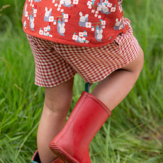 Burnt Red-Orange Check Shorts