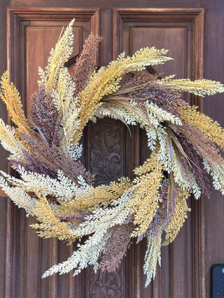 Burgundy & Yellow Mixed Reed Wreath