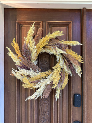Burgundy & Yellow Mixed Reed Wreath
