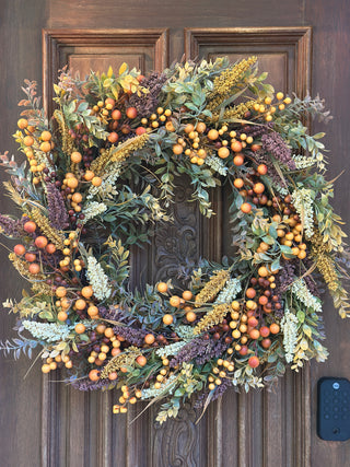 Burgundy & Cream Seed Berry Fall Wreath 30inch