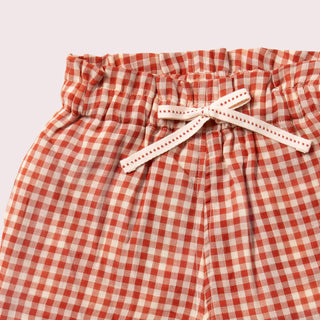Burnt Red-Orange Check Shorts