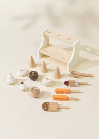 Wooden Ice Cream Stand & Accessories