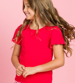 Red Scallop Tee