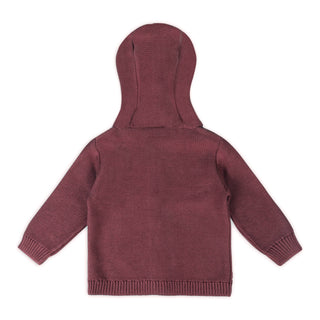 Floral Embroidered Cable Knit Hooded Baby Cardigan (Organic)