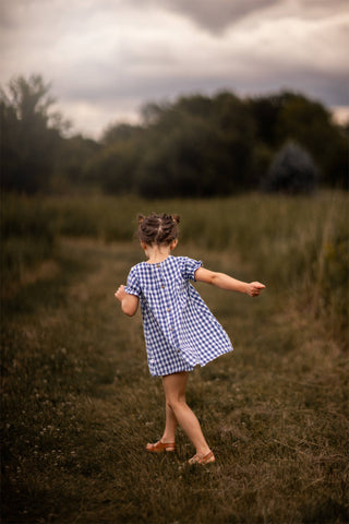 Blue Gingham Linen Dress